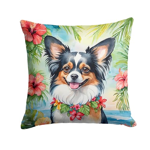 Caroline's Treasures Luau Party Decorative Throw Pillow, 18Hx18W, Papillon 6487