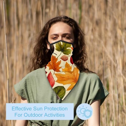4 Pieces Thanksgiving Leaves Neck Gaiter Bandana Face Mask, Sun Cooling Scarf Gator Cover Head for Men Women3