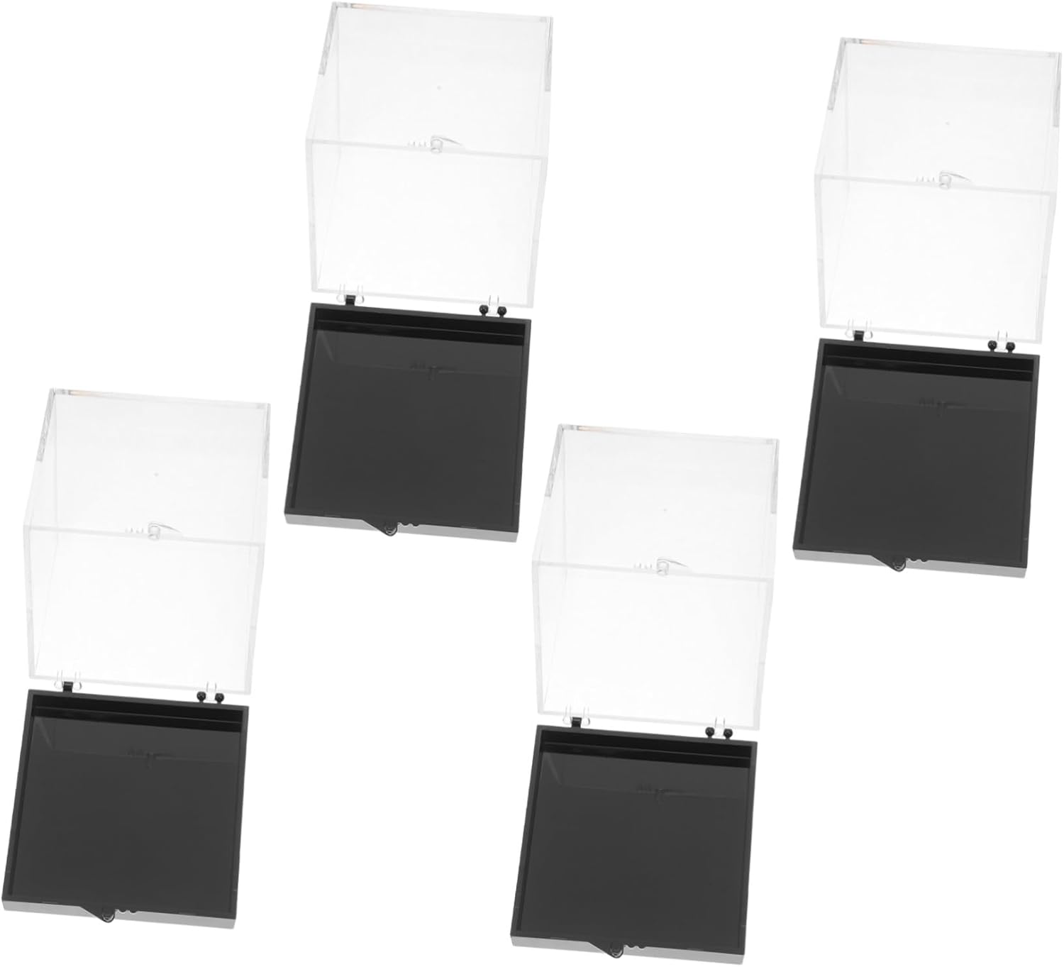 KAILIKETIY 4pcs Modern Design Square Rock Display Case Specimen Storage Box Crystal Display for Home Office Jewelry Collection