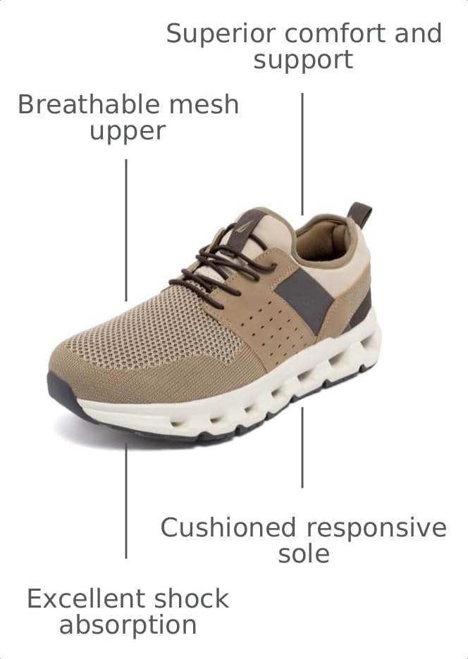Image of Nautica Mens Running Sneakers Sport Fashion Lace-Up Athletic Soft Shoes for Gym Tennis Men - Cushioned, Breathable, Lightweight & Comfortable