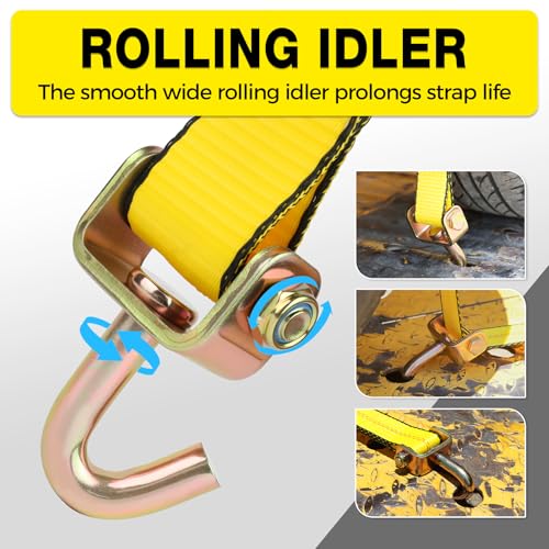 Image of Car Hauler Straps 4-Pack Heavy Duty 2inx10ft with Idler J Hooks