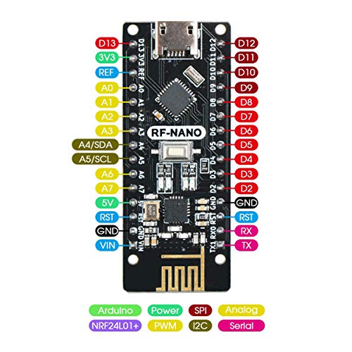 Keywish RF-Nano for Arduino Nano V3.0 No Soldering Mirco USB Board Integrate nRF24L01 Wireless Module ATmega328P Micro-Controller Board Compatible with Arduino Nano V3.0 (2 Pcs)