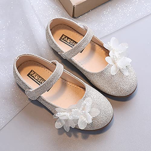Performance Dance Shoes for Girls Childrens Shoes Pearl Rhinestones Shining Kids Princess Toddler Closed Toe Sandals (White, 2-2.5 Years)3
