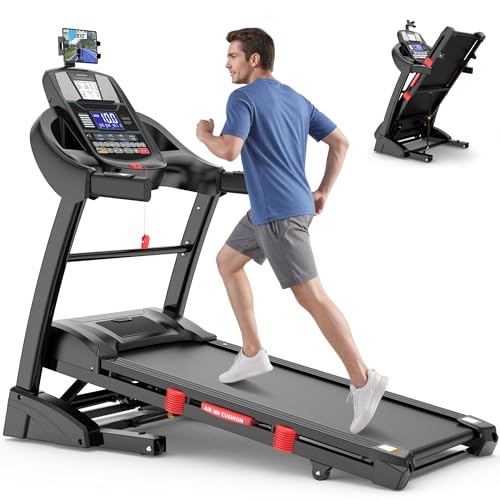 Image of 4.5HP Foldable Treadmill with 15 Level Auto Incline, 300lbs Capacity, 10MPH, Free APP Control, 64+3+3+1 Programs, Knee Strap