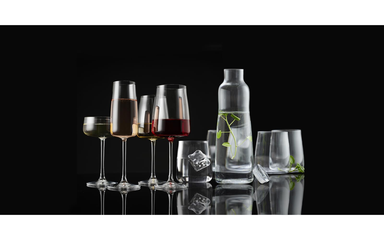 Lyngby Glas Krystal Zero Karaffe-Set, Wasserkaraffe mit Gläsern, 5-teilig, Klar