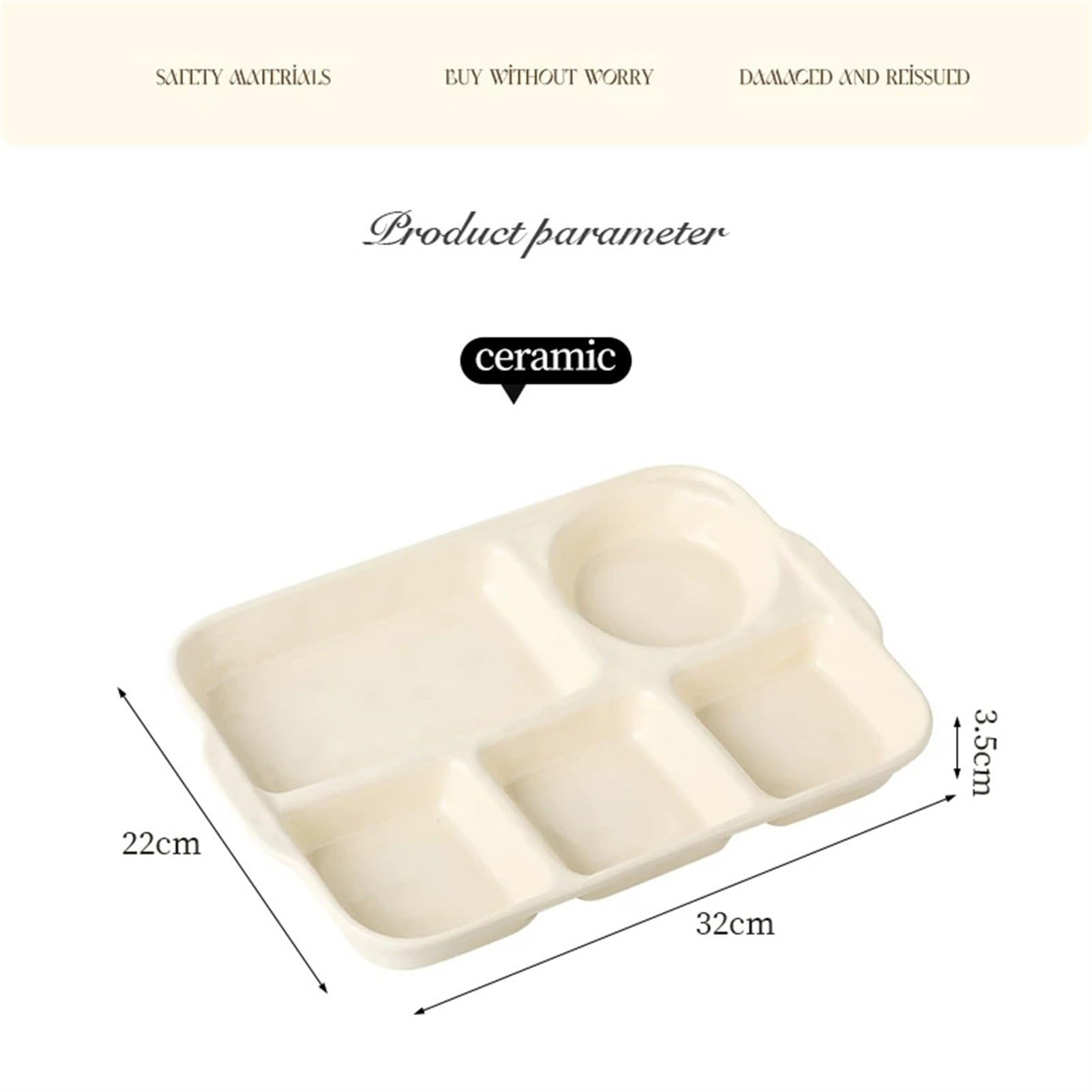 Meiiron Assiettes de service, plateau rectangulaire divisé en céramique for camping-car adultes et for le contrôle des portions(Green)
