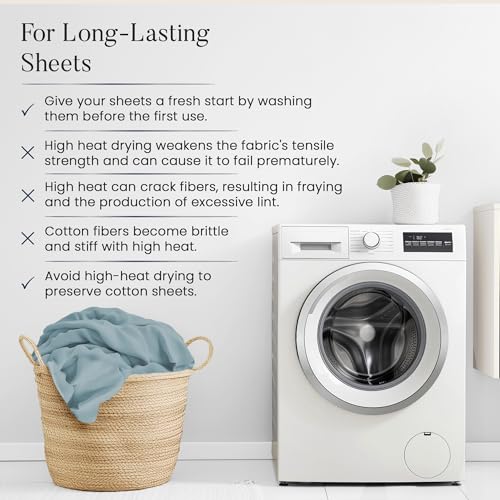 CHATEAU HOME COLLECTION 100% Cotton Bed Sheets Twin 15" Deep Pocket Sheets, No Pilling & Shrinkage Machine Washabe Fade Resistant Luxury Hotel Bedding- French Blue