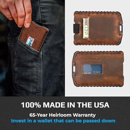 Trayvax Ascent Wallet, RFID Front Pocket Money and Credit Card Holder, Minimalist Slim Leather Metal Wallet for Men and Women, Black Tobacco Brown3