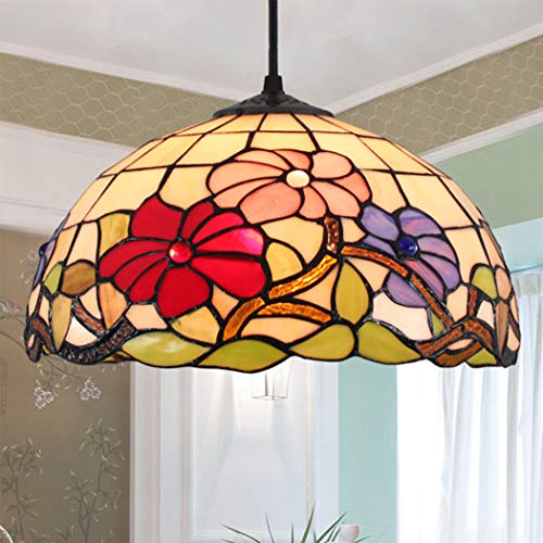 HHYHOME Lampade A Sospensione Stile Country Lampadari in Vetro Colorato Paralume Per Camera Da Letto Soggiorno Sala Da Pranzo Cucina 12 Pollici
