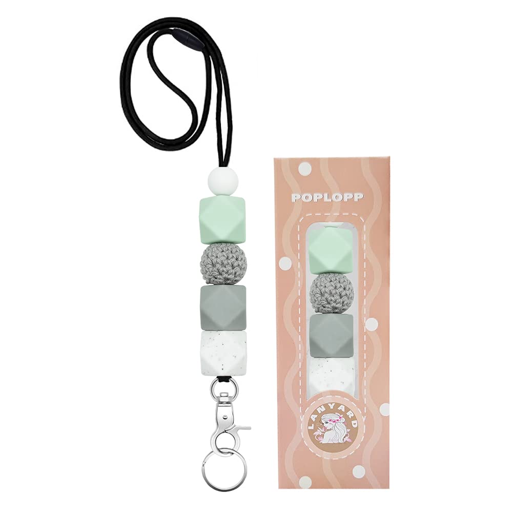 Cute Lanyards for Id Badges and Keys for Women Teacher，Durable Silicone Beaded Breakaway Lanyard with Keychain for Nurse Students Employees Office