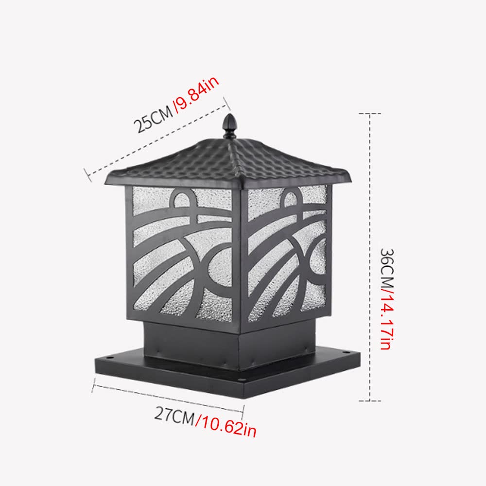 Lampada da Cortile Impermeabile Lampada da Esterno Cinese Lampada da Recinzione Lampada da palo Quadrata Popolare Lampada da Colonna in Vetro martellato Impermeabile Retro Lampada da Balcone da