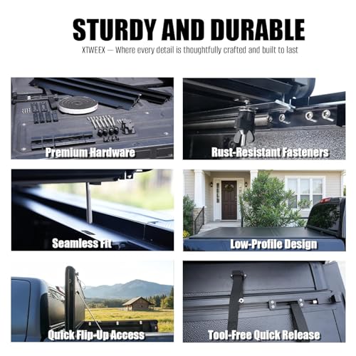 Image of FRP Low-Profile Flip-Up Hard Tri-Fold Tonneau Cover fits 2019-2023 Ford Ranger 5ft Short Bed