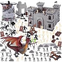 LovesTown 241PCS Medieval Dragon Toy Set, Assembled Castle Toys Knight Warrior Figures Medieval Knights for Kids Birthday