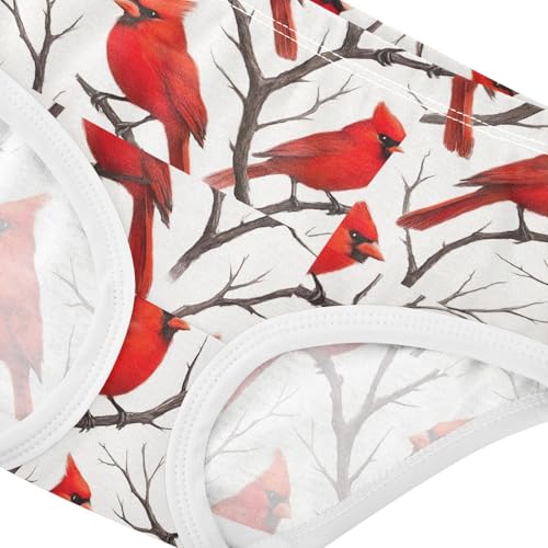 Joisal Pattern Toddler Underwear Floral 2t Cotton Panties Little Girl Bright Red Birds White Undies Kids Briefs4