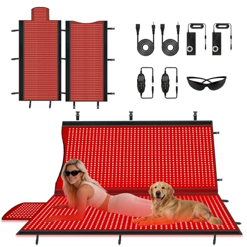 Red Light Therapy Mat Full Body with 2630 LEDs 74.8x33.6 Flexible Infrared Red Light Blanket for Home Use Dual 660nm & 850nm Adjustable Modes and Timer Control