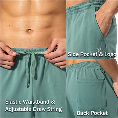 Image of Pudolla Men's Cotton Yoga Sweatpants Athletic Lounge Pants Open Bottom Casual Jersey Pants for Men with Pockets