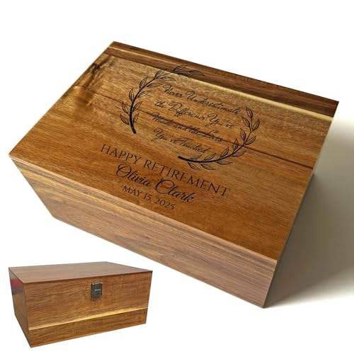 Happy Retirement Box for Memories - Never Underestimate the Difference You Made Retirement Gift for Teacher, Engraved Keepsake Box, A Truly Great Teacher Farewell Gift, Memory Chest, 11 x 8 x 4.75 in