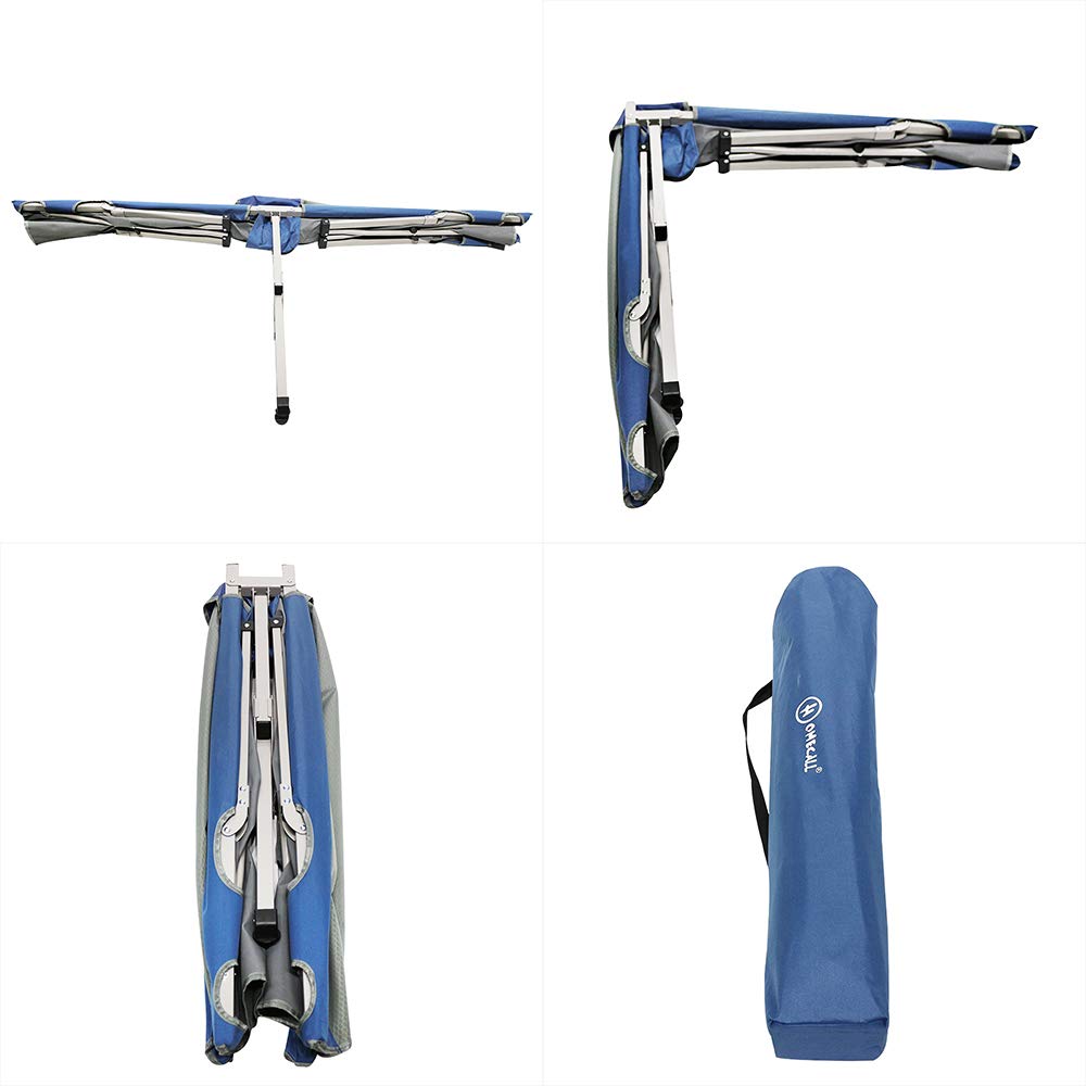 Homecall - Cama de camping plegable con bolsillo lateral (gris/azul)