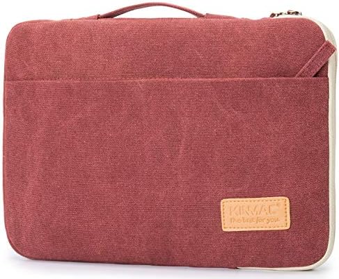 Kinmac 360° Protective Water Resistant Laptop Sleeve case Bag with Handle for MacBook Pro 14 inch and Microsoft Surface Laptop 13.5 inch, and 14 inch Laptop (Wine Red)