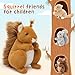 MaoGoLan 4Pcs Squirrels Plush Toys with 3 Baby Squirrels, Realistic Stuffed Animals for Small Hand, Adorable Squirrel Plushie Gift for Forest Animal Lover,Girls,Boys,Kids,Baby Shower,Brown