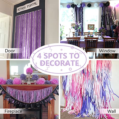 PartyWoo Serpentinas De Papel Crepom, 4 Rolos, 328 Pés, Pacote De Papel Crepom Rosa E Roxo Para Deco