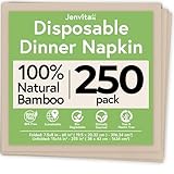 Jenvita 100% Bamboo Compostable Napkins (250-Pack) | Heavy Duty Napkins for Lunch, Dinner, Events, Occasions & Entertaining | Eco Friendly | 3-Ply FSC Certified | Bamboo Paper Towels | 7.5 x 8 Inch