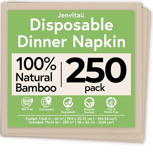 Bamboo Compostable Napkins 250-Pack (Heavy Duty)