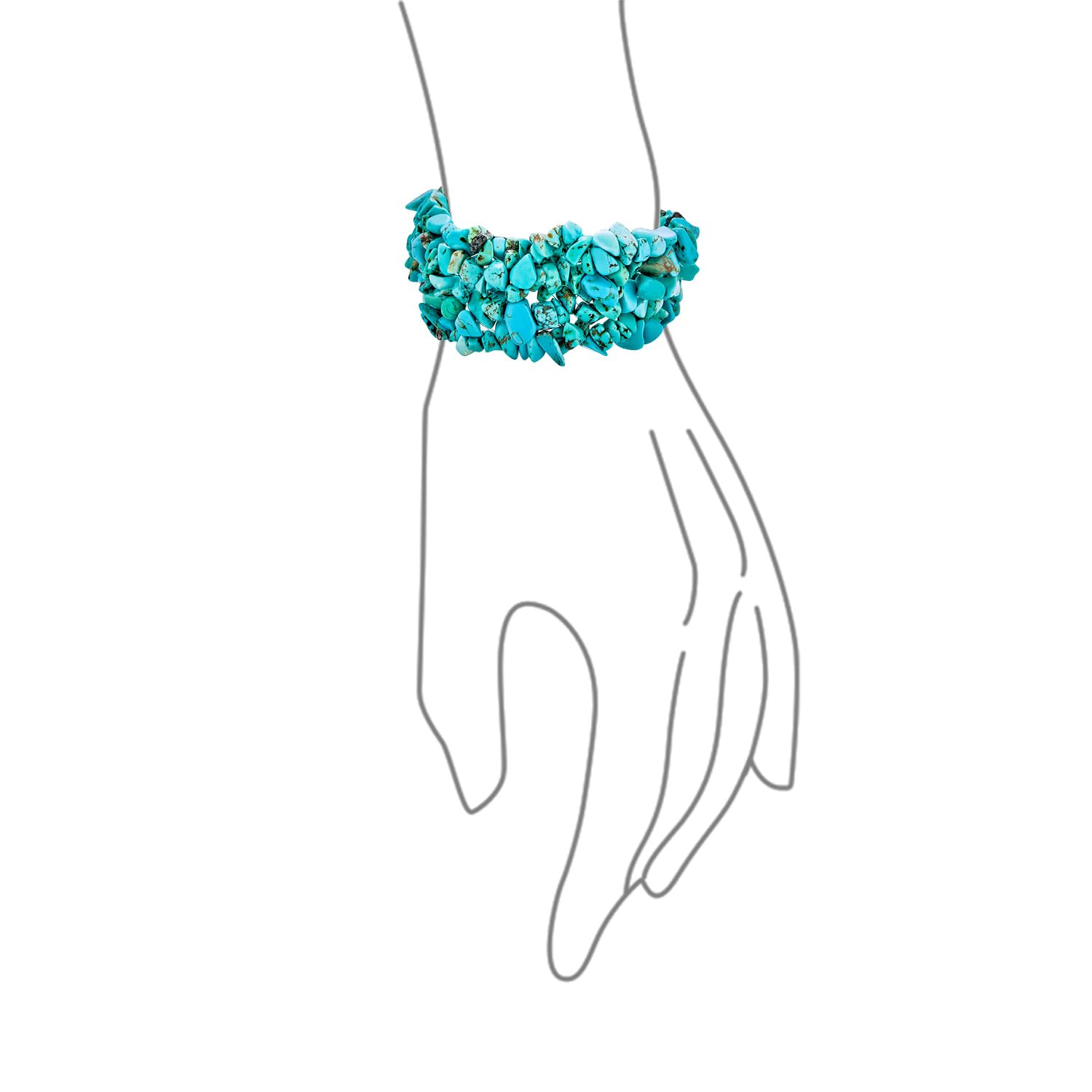 Bling Jewelry Gran Ancho De Color Teñido De Piedras Preciosas Chips Cluster Multi Strand Declaración Collar Llamativo Brazalete Brazalete Conjunto De Joyas Para Las Mujeres