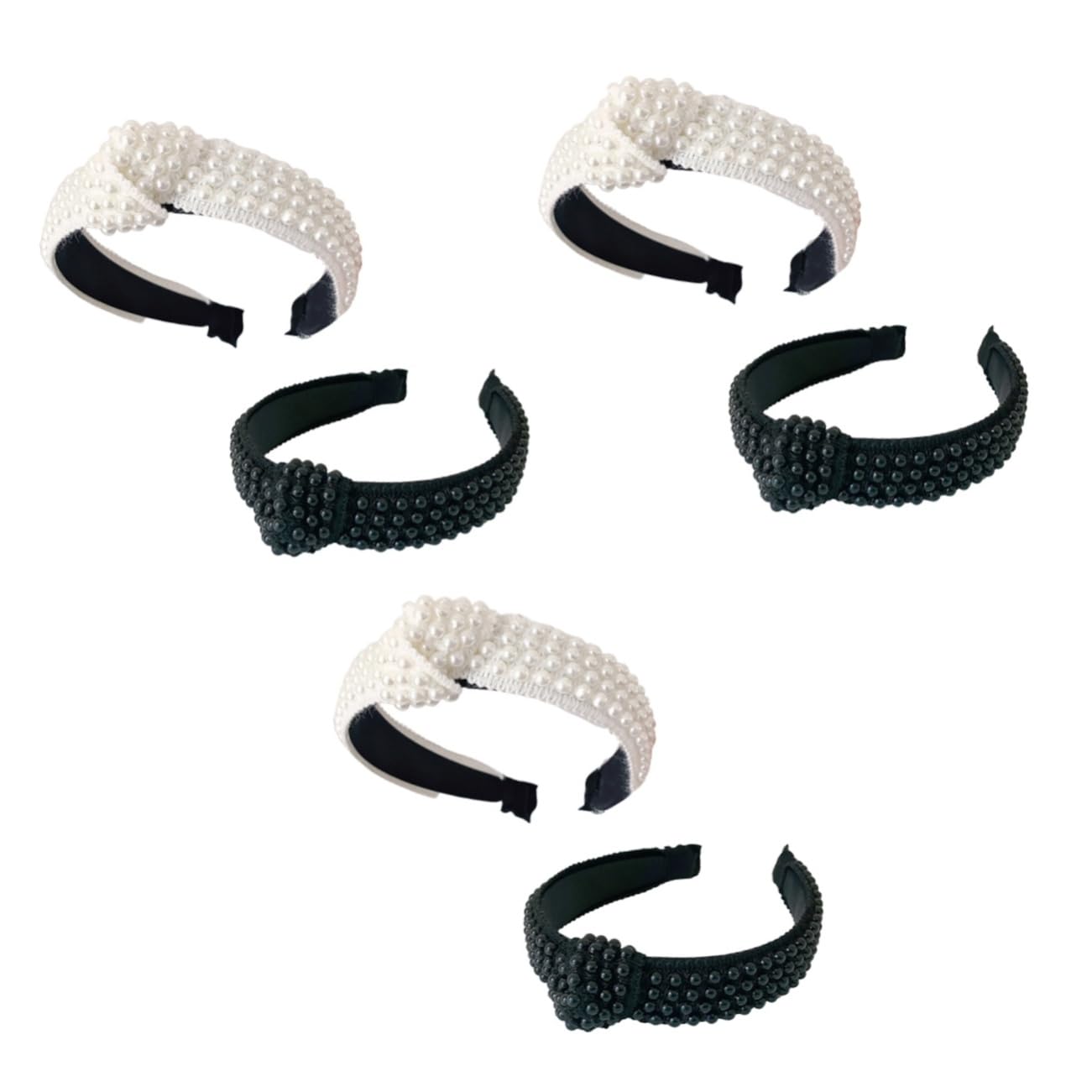 FRCOLOR 6pezzi Fasce Per Con Perle Da Cerchietti Eleganti Bianco e Nero Per Donne e Ragazze Accessori Minimalisti Per Cerimonie e Occasioni Speciali