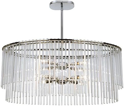 Crystorama 398-CH Contemporary Modern Eight Light Chandelier from Bleecker collection in Chrome, Pol. Nckl.finish, 36.00 inches