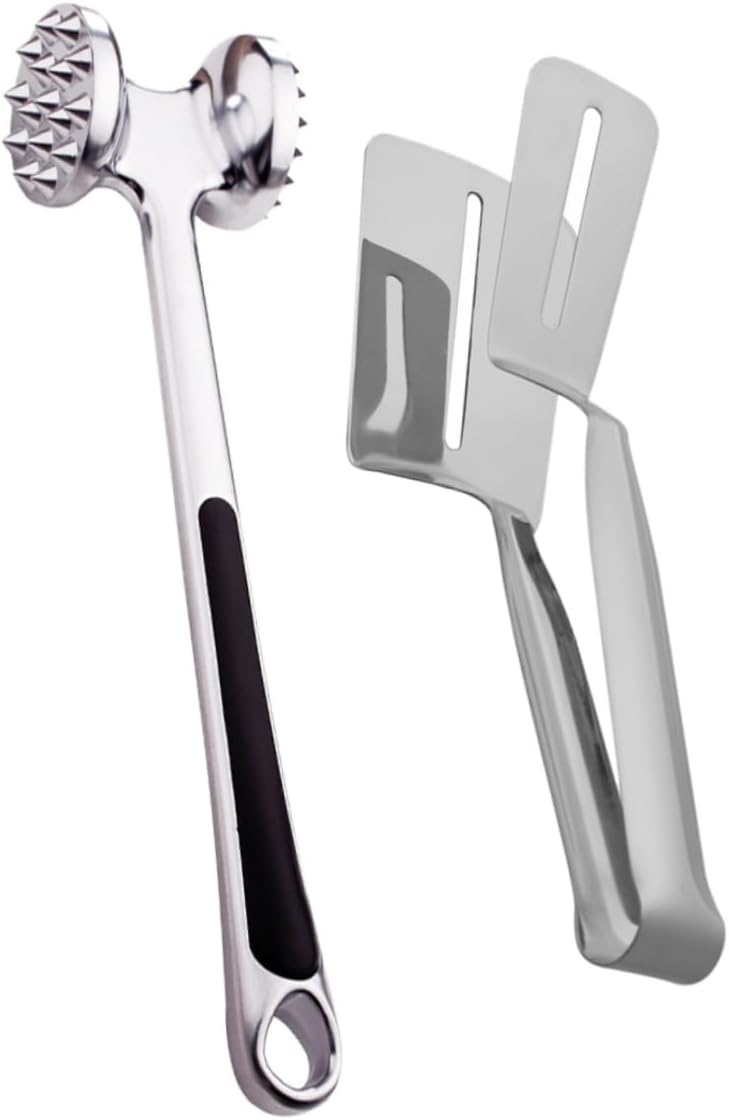 2pcs Stainless Steel Meat Tenderizer Hammer Steak Shovel Kitchen Tool Set