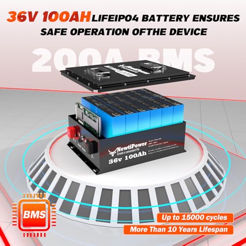 Image of 36V 100Ah Golf Cart Lithium LiFePO4 Battery with Charger and 200A BMS Grade A Cells Deep Cycle Rechargeable Battery,10000+ Cycles,Perfect for Golf Cart,Off Grid Applications