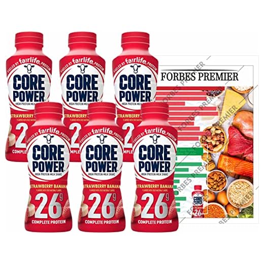 Fairlife Core Power High Protein Milk Shake, Natural Flavor Ready to Drink Protein Shake, The best Strawberry Protein Shakes, 14 fl oz , 26gm (Strawberry Banana flavor, Pack of 6 Bottles) protein, beverages, strawberries, FORBES PREMIER CARD INCLUDED!