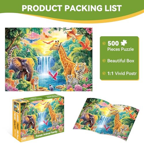 image for ZSYCZAO 500 Piece Puzzle for Adults, Rainforest Animals Jigsaw Puzzle,