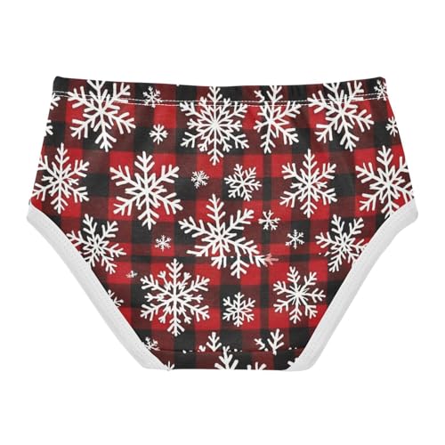 Joisal White Snowflakes Red Black Plaid Panties for Girl Toddlers Underwear Floral Cotton Fancy Underpants Briefs 2t2