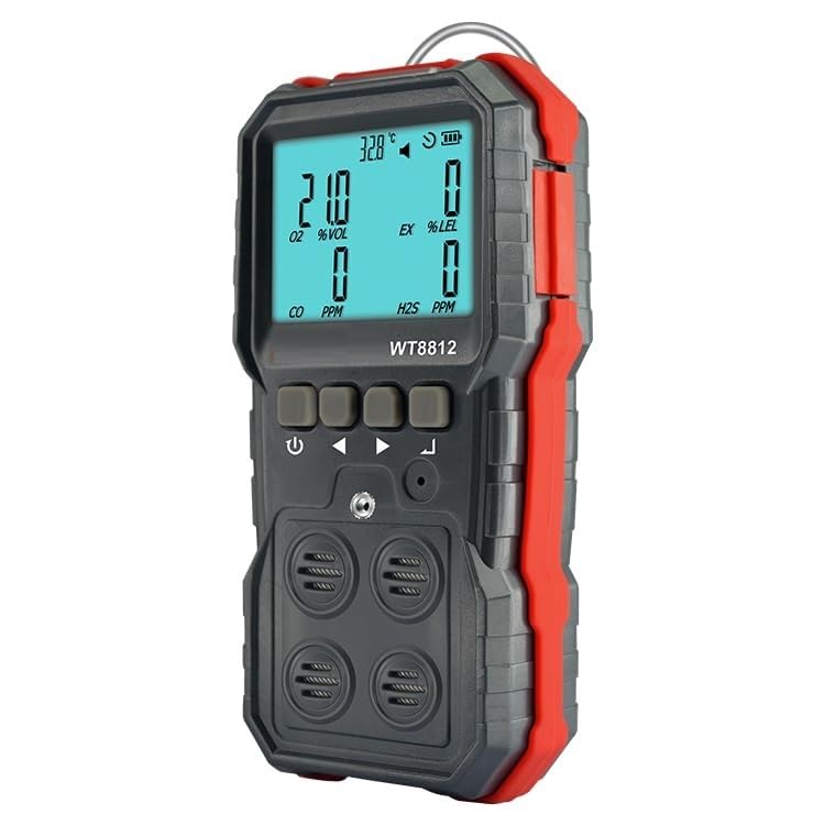CALMORA Wintact 4-Gas Detector | Multi-Gas Monitor for CO, H2S, LEL, O2 Detection with Data Record and HIGH/Low Alarm | Model: 8812