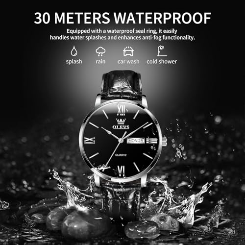 Image of OLEVS Men's Watches Sport Chronograph Analog Quartz Watch for Men with Date Waterproof Dress Casual Fashion Watch Soft Silicone Rubber Strap Band, Unidirectional Bezel & 42mm Big Face
