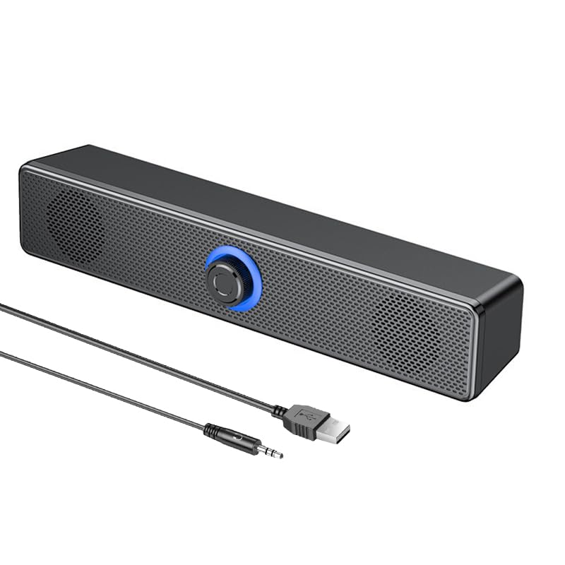 Computer Soundbar, PC Lautsprecher 2.0 mit AUX 3.5mm Kabel & USB – Gaming Speaker für PC, Laptop, Fernseher, Monitor, Tablet