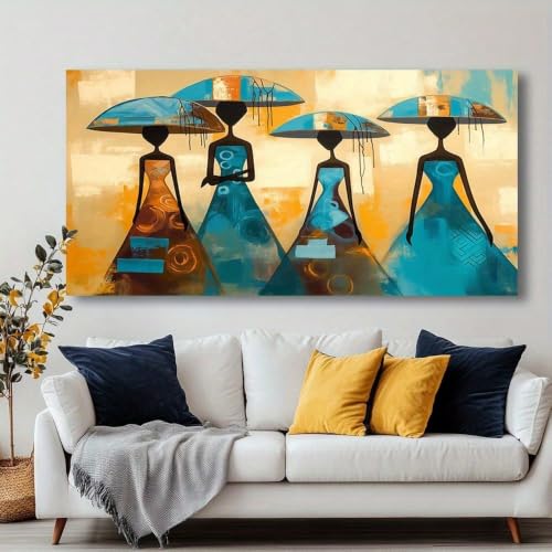 Tableau abstrait moderne sur toile decoration murale vintage africaine femmes salon et chambre