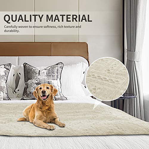 Easy-Going Geometrical Jacquard Sofa Cover, Couch Covers For Loveseat Couch, L Shape Sectional Covers For Dogs, Washable Luxury Bed Blanket, Furniture Protector For Pets(71X 118 Inch,Ivory) #TOP3