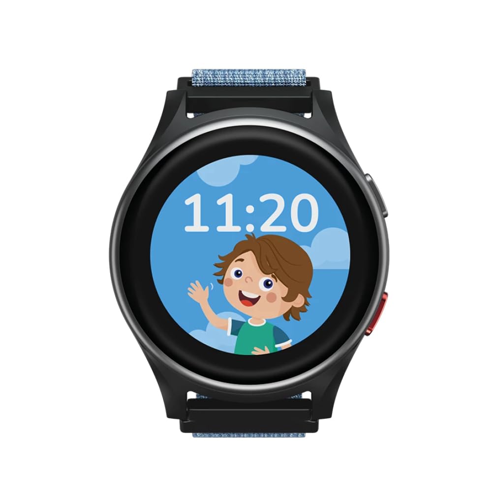 ANIO 6 Kinder-Smartwatch - mit GPS Tracker & SIM, Anrufe, Nachrichten, SOS, Schulmodus, Schrittzähler - ohne SIM-Karte, blau