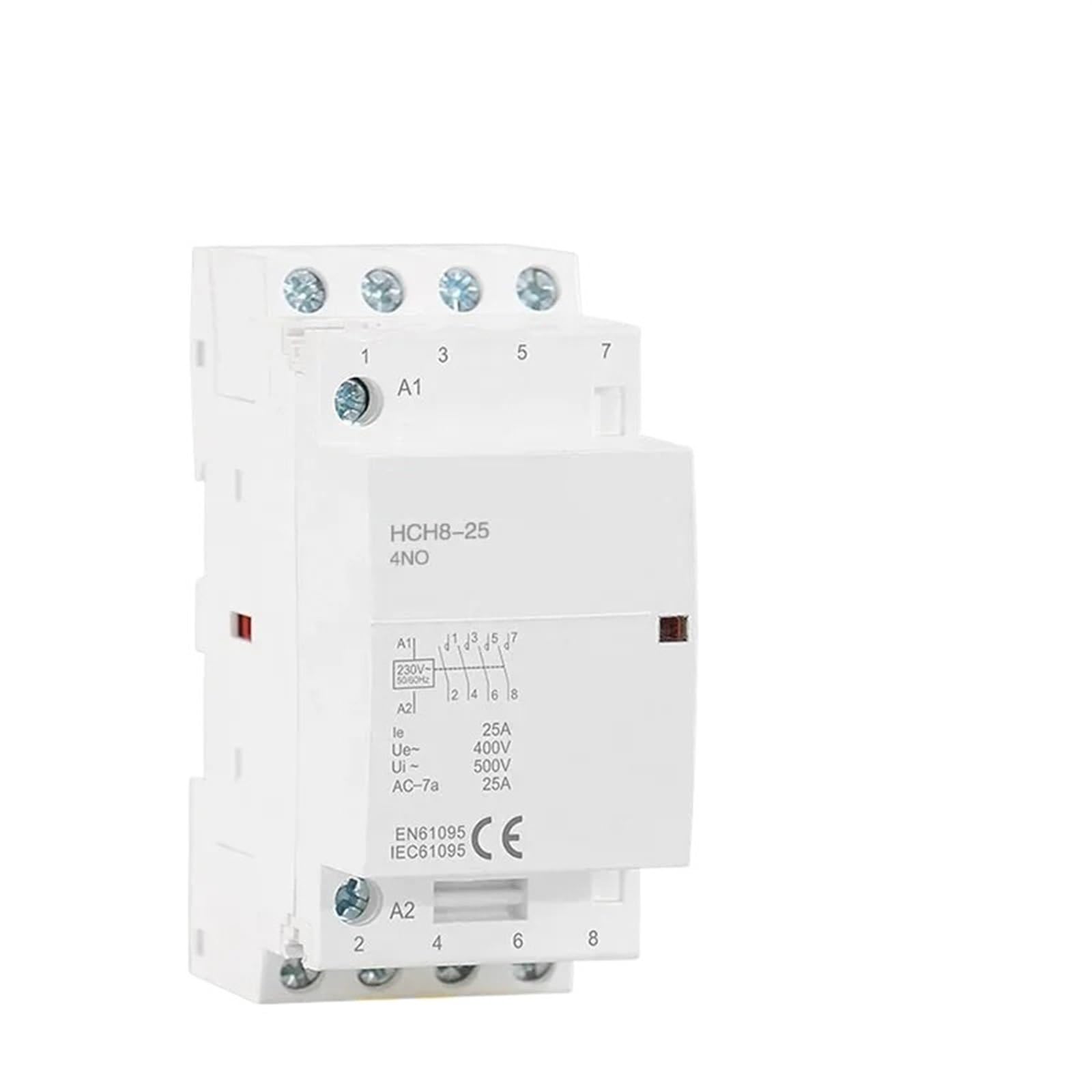 Contactor Modular HCH8-25 4P 16A 20A 25A 4NO 4NC o 2NO2NC 110V Contactor doméstico automático Tipo de carril Din 1 Uds (Color : 4P 25A 4NC AC230V)