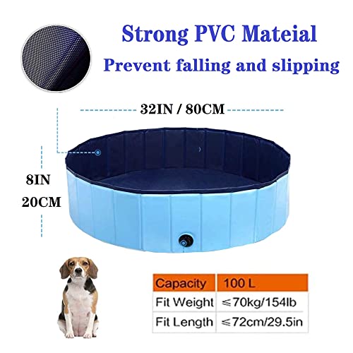 Plastic Paddling Pool Dog Pool Pet Swimming Pool For Small Dogs Hard Bath Pool Foldable Outdoor Bathing Tub Hard Kiddie Pool For Dogs Cats (32''X8'', Greyly) #TOP4
