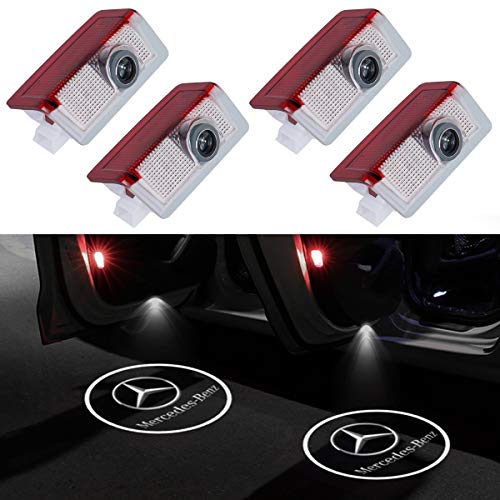 KRADA Car Door Logo Light LED Projector Ghost Shadow Welcome Lights for Mercedes Benz Emblem Courtesy Step Lights Kit Replacement (4 Pack)