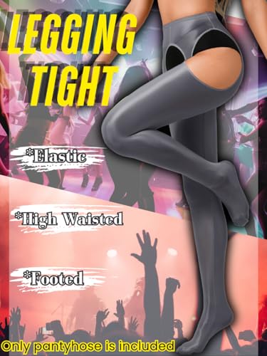 Image of ChiaoLezhee Sexy Shiny Tights, Sheer High-Waisted, Suspender Pantyhose For Women Rave Party Outfits Leggings Pants Exotic