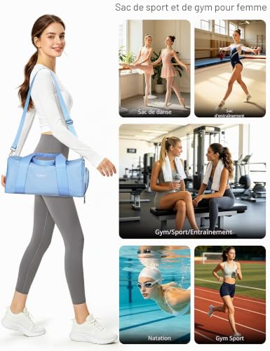 Sac de sport et de voyage bleu 15L pour femmes et enfants avec compartiment chaussures