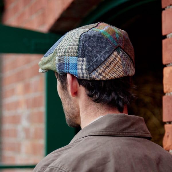 Image of Biddy Murphy Irish Hats for Men Men's Flat Irish Hat Patchwork 100% Wool Made in Ireland XXL Multicolor