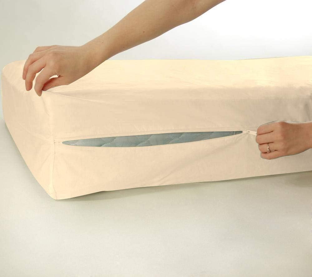 Excellent 100% Cotton Fleetwood Cotton Mattress Cover King Size, Zips Around The Mattress