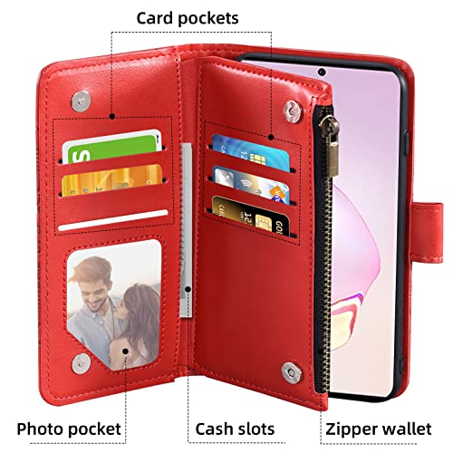 Étui à rabat Galaxy Note 20 Ultra rouge avec compartiments cartes - 5