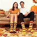 BleSky 2 Pairs Thanksgiving Turkey Socks, Thanksgiving Running Socks Funny Turkey Trot Socks for Women Men Holiday Gifts